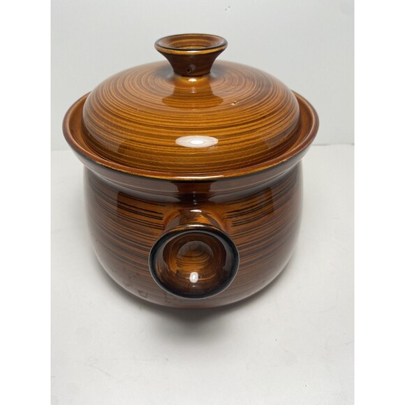 Vintage Brittany Nasco Bean Pot Soup Tureen W Lid and Handles Brown Oven Proof - Picture 2 of 11